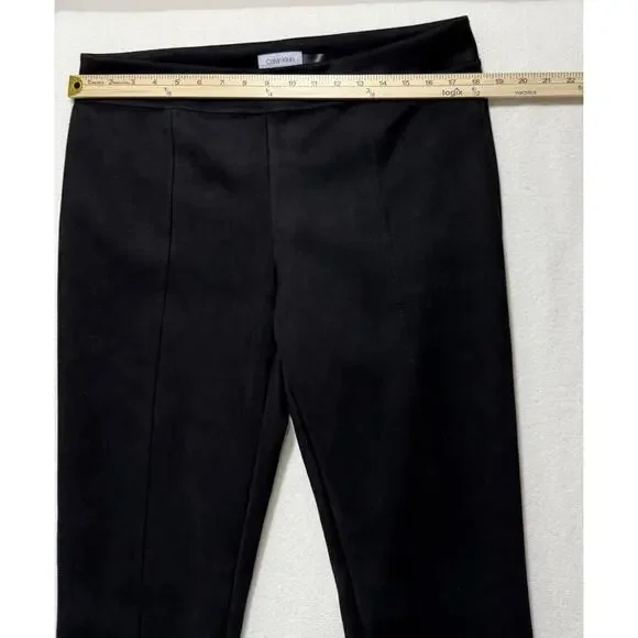 Calvin Klein Women's Black Pant size large Pull-On Faux Suede Slim Fit Stretch! - Picture 5 of 8